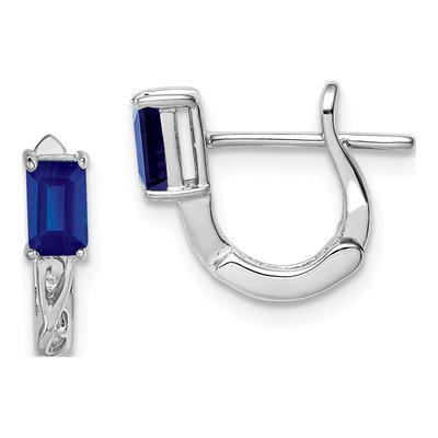 Sterling Silver 12mm Sapphire Huggie Hoop Earrings
