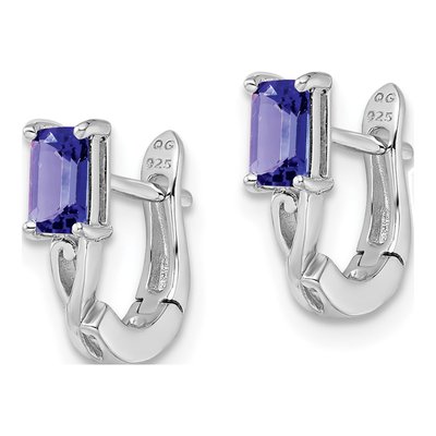 Sterling Silver 12mm Tanzanite Huggie Hoop Earrings – view 3