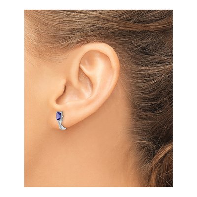 Sterling Silver 12mm Tanzanite Huggie Hoop Earrings – view 4