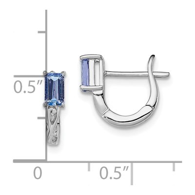 Sterling Silver 12mm Tanzanite Huggie Hoop Earrings – view 5