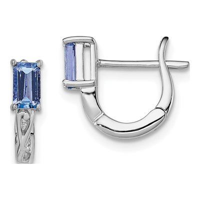 Sterling Silver 12mm Tanzanite Huggie Hoop Earrings