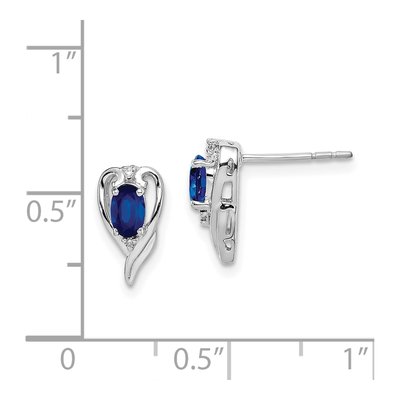 Sterling Silver Round Sapphire & Diamond Stud Earrings – view 5