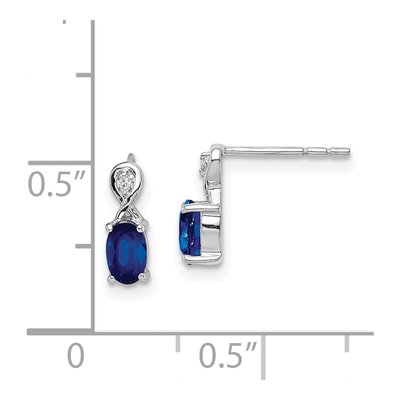 Sterling Silver Round Sapphire & Diamond Oval Stud Earrings – view 5