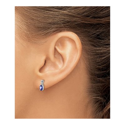 Sterling Silver Diamond & Tanzanite Oval Earrings – view 4