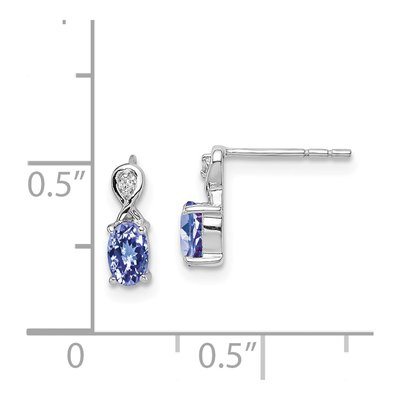 Sterling Silver Diamond & Tanzanite Oval Earrings – view 5
