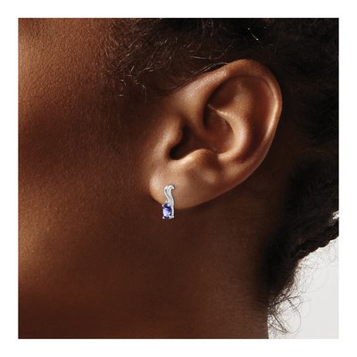 Sterling Silver Tanzanite & Diamond Oval Dangle Earrings – view 4