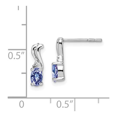 Sterling Silver Tanzanite & Diamond Oval Dangle Earrings – view 5