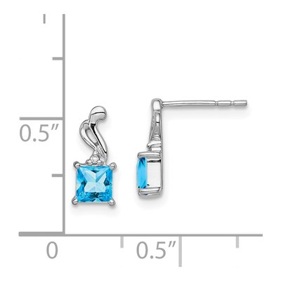 Sterling Silver Sky Blue Topaz & Diamond Square Dangle Earrings – view 5
