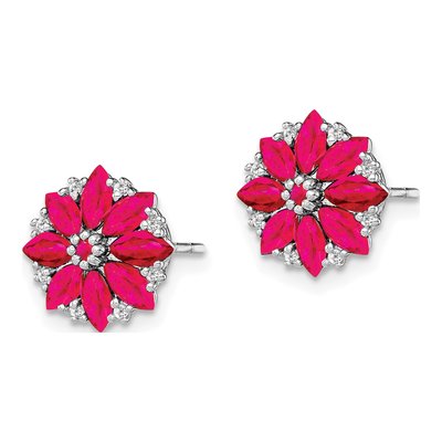 Sterling Silver 1/15 ct tw 2mm Round Ruby & Diamond Button Stud Earrings – view 3