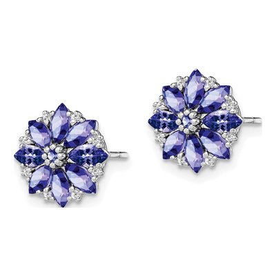 Sterling Silver 1/15 ct tw Round Tanzanite & Diamond Stud Earrings – view 3
