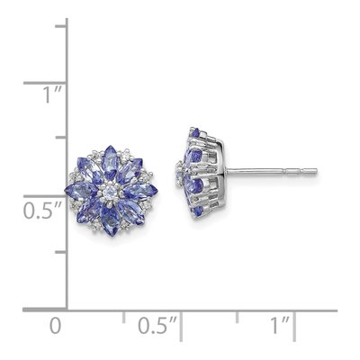 Sterling Silver 1/15 ct tw Round Tanzanite & Diamond Stud Earrings – view 5