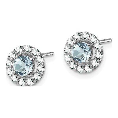 Sterling Silver 5mm Round Aquamarine & White Topaz Stud Earrings – view 3