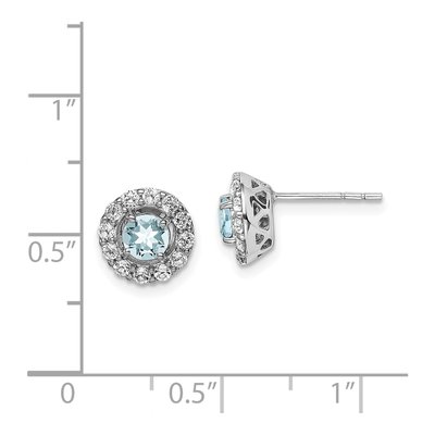 Sterling Silver 5mm Round Aquamarine & White Topaz Stud Earrings – view 5