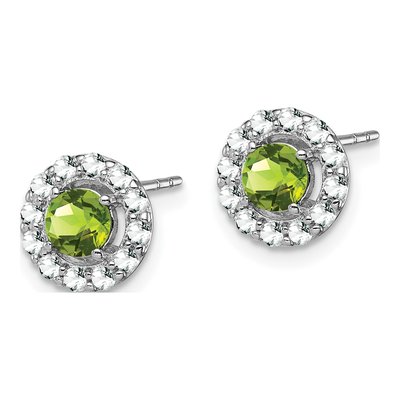 Sterling Silver 5mm Peridot & White Topaz Round Stud Earrings – view 3