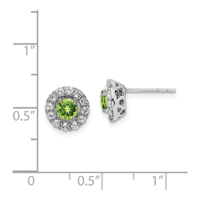 Sterling Silver 5mm Peridot & White Topaz Round Stud Earrings – view 5
