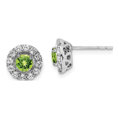 Sterling Silver 5mm Peridot & White Topaz Round Stud Earrings