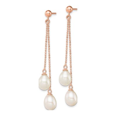 Rose Gold-Plated Sterling Silver Freshwater Cultured Pearl Dangle Earrings – view 2