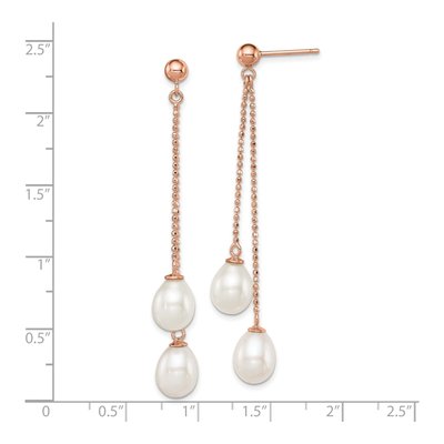 Rose Gold-Plated Sterling Silver Freshwater Cultured Pearl Dangle Earrings – view 4