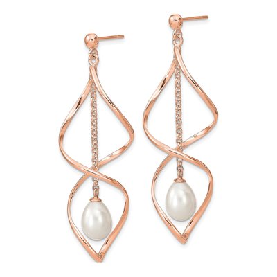 Rose Gold-Plated Sterling Silver Freshwater Cultured Pearl Dangle Earrings – view 2