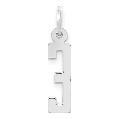 Sterling Silver Number 3 Charm