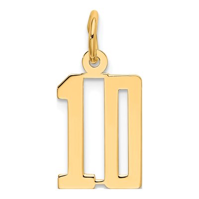 Sterling Silver Gold-Plated Number 10 Charm