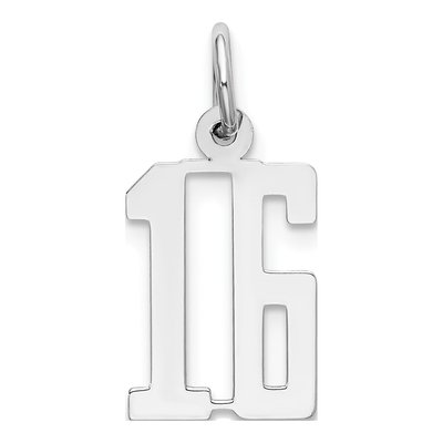 Sterling Silver Number 16 Charm