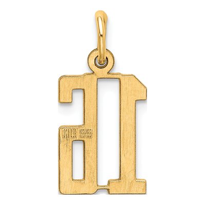 Sterling Silver Gold-Plated Number 16 Charm – view 3