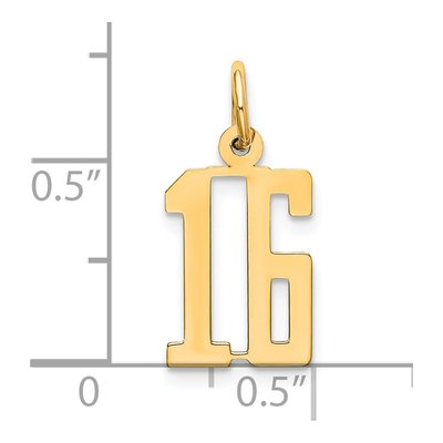 Sterling Silver Gold-Plated Number 16 Charm – view 4