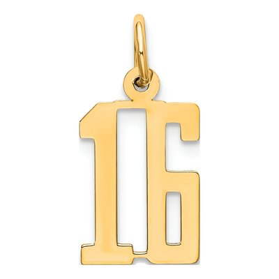 Sterling Silver Gold-Plated Number 16 Charm