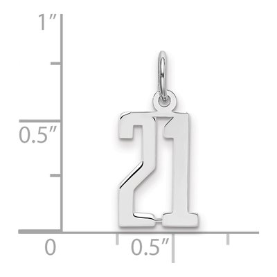 Sterling Silver Number 21 Charm – view 2