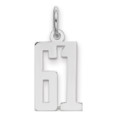 Sterling Silver Number 61 Charm