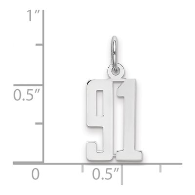 Sterling Silver Number 91 Charm – view 2
