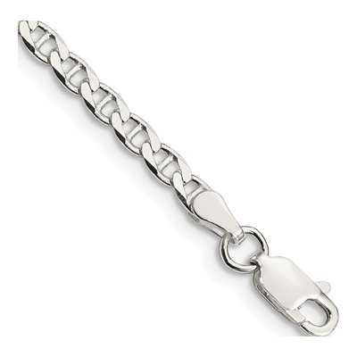 Sterling Silver 3.15mm Curb Flat Anchor Chain Bracelet
