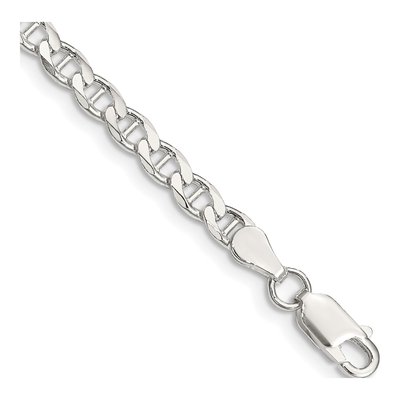 Sterling Silver 4.15mm Curb Flat Anchor Chain Bracelet