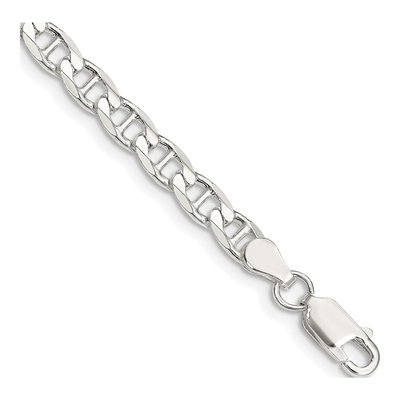 Sterling Silver 4.65mm Curb Flat Anchor Chain Bracelet