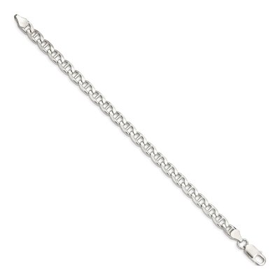Sterling Silver 6.5mm Curb Flat Anchor Chain Bracelet – view 2