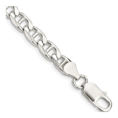 Sterling Silver 6.5mm Curb Flat Anchor Chain Bracelet