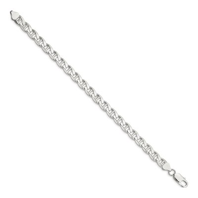 Sterling Silver 7.4mm Curb Flat Anchor Chain Bracelet – view 2