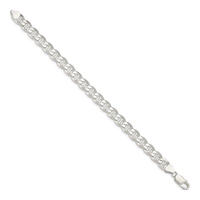 Sterling Silver 8.25mm Curb Flat Anchor Chain Bracelet – view 2