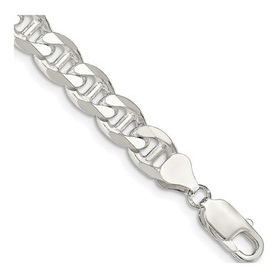 Sterling Silver 8.25mm Curb Flat Anchor Chain Bracelet