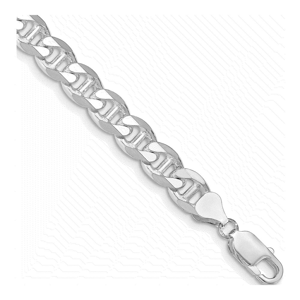 Sterling Silver Rhodium Flat Anchor Curb Anklet