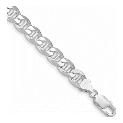 Sterling Silver 8.25mm Flat Curb Anchor Chain Bracelet