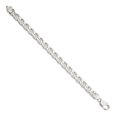Sterling Silver 9mm Curb Flat Anchor Chain Bracelet – view 2