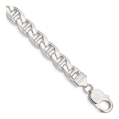 Sterling Silver 9mm Curb Flat Anchor Chain Bracelet