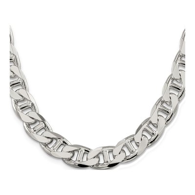 Sterling Silver 10.5mm Flat Curb Anchor Chain – view 2