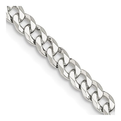 Sterling Silver 4mm Beveled Curb Chain