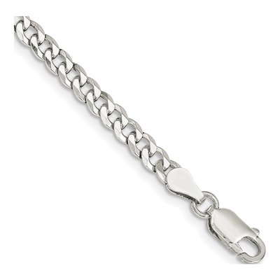 Sterling Silver 4mm Beveled Curb Chain Bracelet