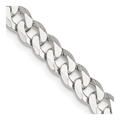 Sterling Silver 6mm Beveled Curb Chain