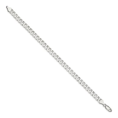 Sterling Silver 6mm Beveled Curb Chain Bracelet – view 2