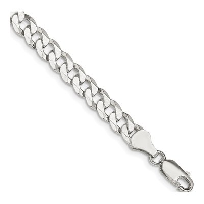 Sterling Silver 6mm Beveled Curb Chain Bracelet